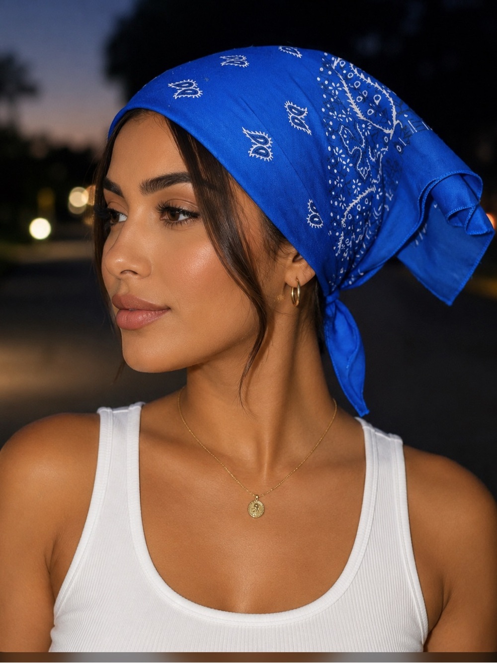 Classic Blue Paisley Bandana Headscarf - Women Accessories